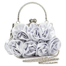 Bolso de mano de seda elegante para mujer, cartera pequeña de noche para boda, de superficie suave, Floral, con cadena 2024 - compra barato