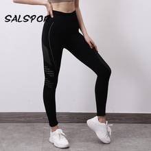 SALSPOR-mallas deportivas con agujeros para mujer, Leggings básicos de Fitness para entrenamiento, correr, pantalones de cintura alta de secado rápido 2024 - compra barato