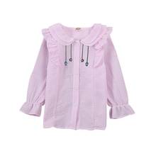 2019 Autumn Baby Girls Cotton blouse  Embroidery Striped Tops Blouse Long Sleeve Children Casual Shirts 2024 - buy cheap