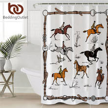 BeddingOutlet-cortina de ducha ecuestre, impermeable, con ganchos, Animal, deportes 2024 - compra barato