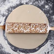 Christmas Rolling Pin Wooden Christmas Engraved Carved Embossing Rolling Pin Dough Stick Baking Cookies Kitchen DIY Pastry Tools 2024 - buy cheap