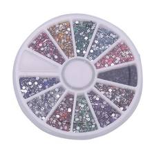 Strass dicas de glitter 12 cores 500 peças, 2.0mm, pedras preciosas, roda redonda, arte de unha, decoração mais recente, 12 cores diferentes, bonito 2024 - compre barato