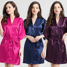 Spring And Autumn Sexy Bathrobe Nightgown Women's Summer Silk Like Thin Pajamas Japanese Kimono Home Clothes Solid Pyjama 2024 - buy cheap