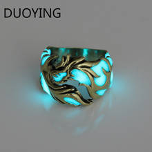 Duoying anéis luminosos de dragão, para homens mulheres, anéis iluminar, brilha no escuro, anel masculino, joias 2024 - compre barato