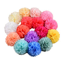 Tira de bola de gasa para el pelo, ornamento de flores sin Clip, accesorios para la cabeza, 200 unids/lote, 40 colores disponibles, MH13 2024 - compra barato