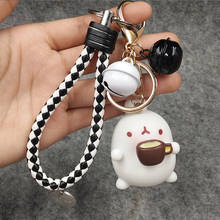 Creative Korean Cute Potato Kawaii Rabbit Keyring Keychain Car Bag Key Chain Ring Charm Couple Key Rings Leather Rope Pendant 2024 - buy cheap