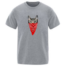 Engraçado gato animal impresso legal moda manga curta tripulação pescoço 100% algodão homens 2020 verão hip hop cor sólida t-shirts homem tshirt 2024 - compre barato