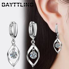 BAYTTLING 34MM Silver Color Exquisite Zircon Drop Earrings For Woman Fashion Party Jewelry Gift 2024 - buy cheap