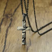 Vnox Camouflage Cross Pendants for Men Stainless Steel Necklace Soldier Tough Man Prayer Jewelry 24" Curb Chain 2024 - buy cheap