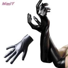 Guantes de látex largos y brillantes para Cosplay, traje Sexy de cuero de imitación, estilo Punk, Hip-pop, Jazz, accesorio, 1 par 2024 - compra barato