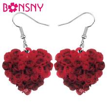 Bonsny-pendientes acrílicos con forma de corazón de San Valentín para mujer, chica, Chico, adolescente, amante, regalo de decoración 2024 - compra barato