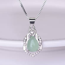 Colar com pingente de jade verde luz natural, joia fashion de calcedônia 925 de prata, presentes para mulheres 2024 - compre barato