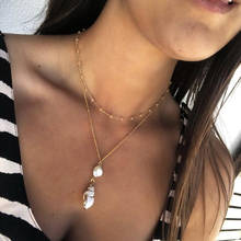 Tocona-Colgante de concha de perla bohemio multicapa para mujer, collar de cadena de cuello dorado, collares largos, accesorios de joyería 8705 2024 - compra barato