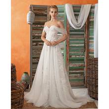 Ivory Lace Tulle Beading Floor-Length A-Line Wedding Dresses Chapel Train Sweetheart Bridal Gowns Custom Made 2024 - buy cheap