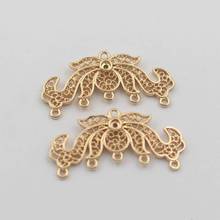 20pcs Filigree Lotus Flower Charms Loops Connectors Quality Brass Metal Gold Color DIY Bride Wedding Hair Jewelry Accessories 2024 - buy cheap
