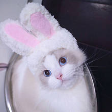 Cute White Rabbit Ears Costume Party Cat Hat Dress Up Halloween Christmas Soft Fairy Tale Clothes Decoration Cat Accessories 2024 - buy cheap