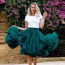 Puffy Party Skirts Midi Tulle Tiered Costume Wear Pleated Saias Emerald Green Skirt Women 2024 - buy cheap