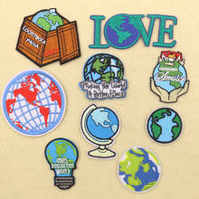 1PC Protect The Earth Badges Patches Iron on Letters Globe Embroidery Applique for Clothing DIY Shirt Backpack Stickers Decor 2024 - buy cheap