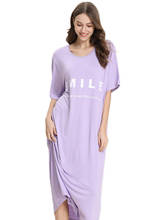 Plus size Sweet smile long loose women sleepwear night dress cozy modal loose short sleeve nightgowns women sleepdress 2024 - buy cheap