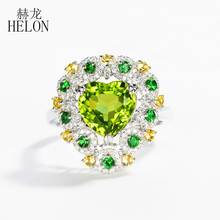 Helon sólido 14 k coração de ouro branco 9mm genuíno natural peridot & diamantes & citrino & tsavorite anel de jóias casamento feminino na moda 2024 - compre barato