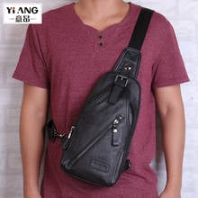 Men Crossbody Bag Daily Chest Bag Big Size High Quality Large Capacity Cow Leather Shoulder Sling Bag For 7.9‘’ iPad New 2024 - buy cheap