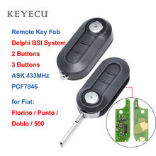 Keyecu Remote Car Key Fob 2 3 Buttons ASK 433Mhz with PCF7946 Chip for Fiat 500 Doblo Punto Florino 2007-2017 Delphi BSI System 2024 - buy cheap