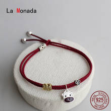 La Monada-pulsera de plata de ley 999 para mujer, brazalete de cuerda con diseño de Zodiaco, vaca, buey, hilo rojo, Plata 999 2024 - compra barato