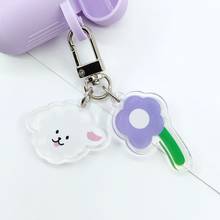 Cartoon Purple Little Sheep Flower Keychain For Woman Cute Sheep Charms Keyring Girls Earphone Cover Key Chains Jewelry Gifts 2024 - buy cheap