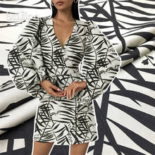 Siiboo-base de color gris claro para mujer, patrón de hoja de bambú negro, hilo teñido, tela jacquard, blazer de vestir, sp6374 2024 - compra barato