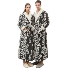 Women Bathrobe Double Layer Extra Thicken Flannel Bath Robes Long Plus Size Lovers Couples Night Dressing Gown Men Nightgown 3XL 2024 - buy cheap