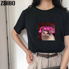 Camiseta feminina estampada vintage, camiseta solta gola redonda punk com manga curta 2024 - compre barato