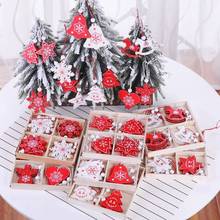 12pcs/set Christmas Wooden Crafts Hanging Ornaments Christmas Tree Pendants Home Wall Hanging New Year Party Decoration Supplies 2024 - buy cheap