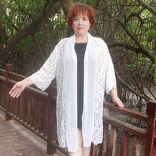 Женская блузка с вышивкой, элегантная летняя блузка с кружевом, белого цвета, размера плюс, FD38 2024 - купить недорого