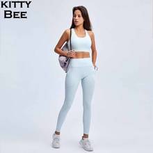 Conjunto de yoga das mulheres roupas de fitness 2 peça conjunto de esporte feminino roupa de ginástica leggings com bolso e sutiã esportivo 2024 - compre barato