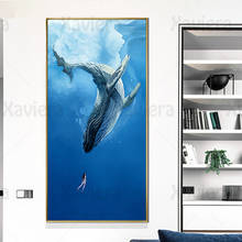 Póster Artístico de belleza de ballena subacuática nórdica, pintura en lienzo de paisaje oceánico, imagen impresa de amor romántico moderno, decoración del hogar y dormitorio 2024 - compra barato