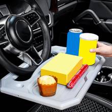 Bandeja portátil multifuncional para volante de coche, estante de almacenamiento de alimentos para ordenador portátil, Mesa 2024 - compra barato