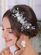 Faixa de cabeça prateada branca para casamento, jóias de cabelo com flores e cristal, acessório para cabeça de noiva, para casamento 2024 - compre barato