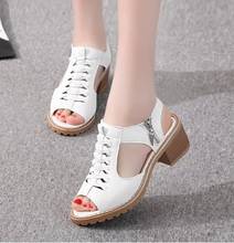 2020Hot Women's Sandals Square heel Summer Shoes Peep Toe zip gladiator sandals women zip platform sandals 2024 - buy cheap