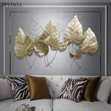 Light luxury golden leaf wall decoration wrought iron 3D three-dimensional living room background pendant home decoration 2024 - buy cheap