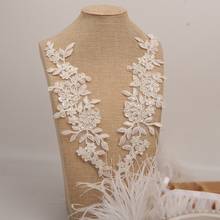 Ivory High Quallity Handmade Alencon Lace Appliques Floral Embroidered Patches Wedding Supplies Bridal Hair Flower 2Piece A001 2024 - buy cheap