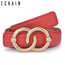 ECHAIN-Cinturón de diseñador de lujo para niños y niñas, correa de cuero PU de alta calidad GG, hebilla doble G, para Jeans 2024 - compra barato
