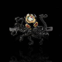 Anillos creativos de Plata de Ley 925 con gemas de rubí y pulpo para mujer, joyería turca de oro negro, regalo de aniversario, diseño Original 2024 - compra barato