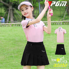 PGM Summer Children's Breathable Golf Skirt Suits Girls Short-sleeved T-shirt Pleated Skirt Golf Shirt Sets Sportswear D0933 2024 - buy cheap