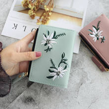 Women's Embroidered Flower Wallet Short Korean Clutch PU Small Wallet 2020 New Student Cute Zipper Coin Purse Card Holder 2024 - buy cheap