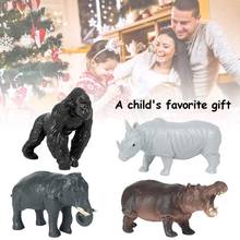 4pcs Simulation Animal Model Set Plastic Orangutan Elephant Hippo Toys for Children Christmas Birthday Gift Bedroom Decorations 2024 - buy cheap