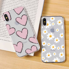 Capa adorável de margaridas para iphone, capinha 2020 transparente para iphone 11 12 mini pro xs max xr se 7 8 6 6s plus 2024 - compre barato