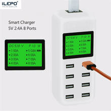 iLEPO 8 USB Charger Smart Display 8 Ports Mobile Phone Charger Desktop Quick Charge QC3.0 Adapter For iPhone iPad Samsung Xiaomi 2024 - buy cheap