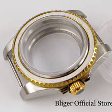Capa de relógio cristal safira com revestimento de ouro, sem lupa, para nh35, nh35a, nh36, nh36a 2024 - compre barato