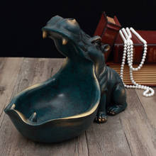 Resin Hippo Statue Hippopotamus Sculpture Figurine Key Candy Container Sundries Storage Holder Table Artware Desktop Crafts 2024 - buy cheap
