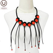 Ukebay-novo colar feminino com pingente de pérola, joia de madeira, corrente de luxo feita à mão, colar de gargantilha punk 2024 - compre barato